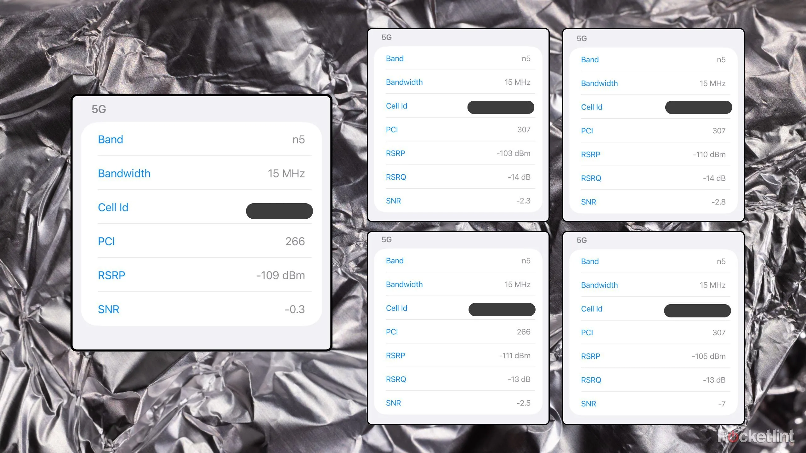 Nhiều màn hình Field Test Mode ghi nhận sự biến động khi thử nghiệm ở cầu thang bộ.