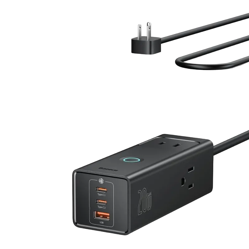 Ổ cắm Baseus Power Strip Surge Protector 1200J — thiết kế nhỏ gọn, nhiều cổng USB và ổ AC