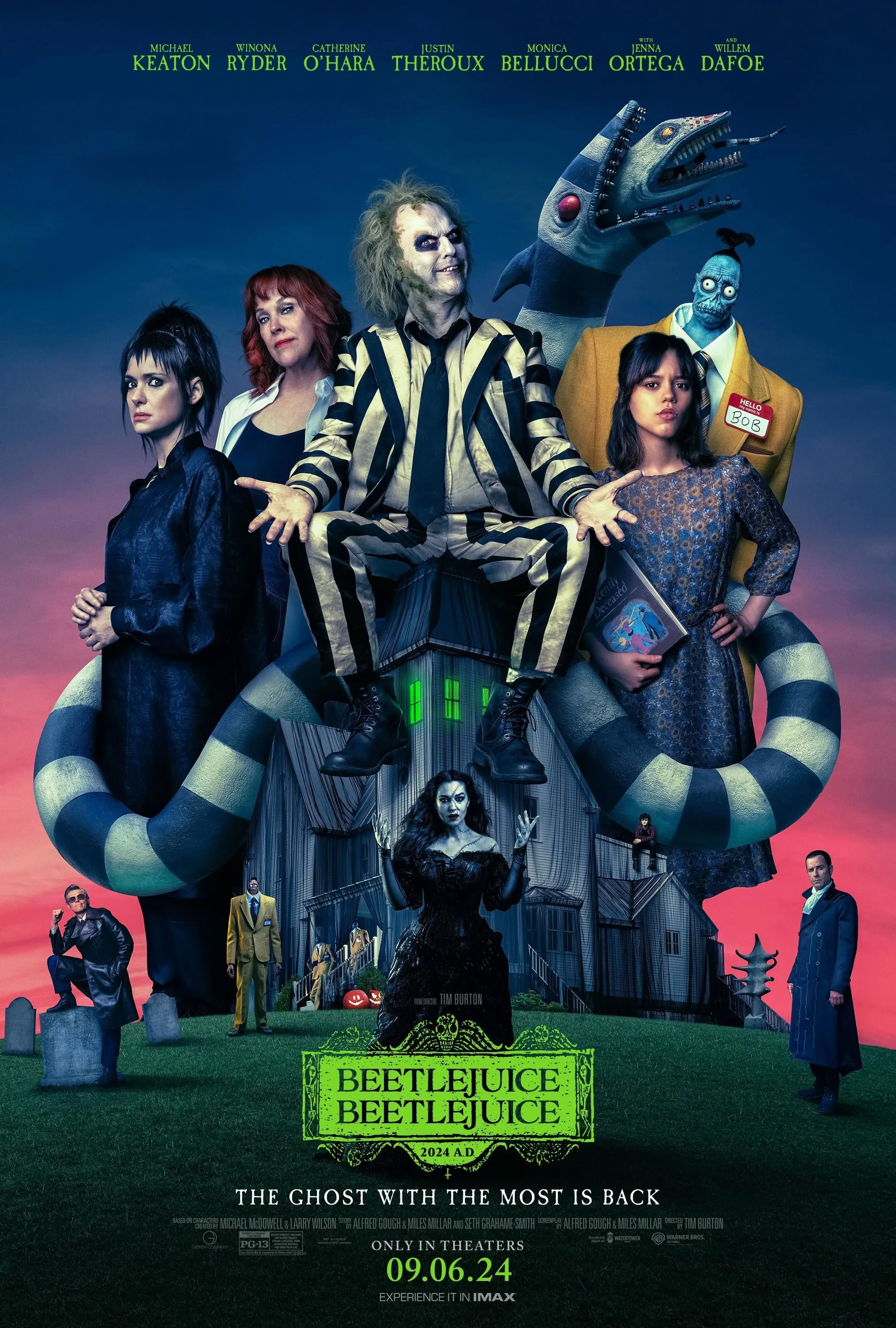 Poster Beetlejuice Beetlejuice: Michael Keaton cùng Lydia và tông sọc đặc trưng