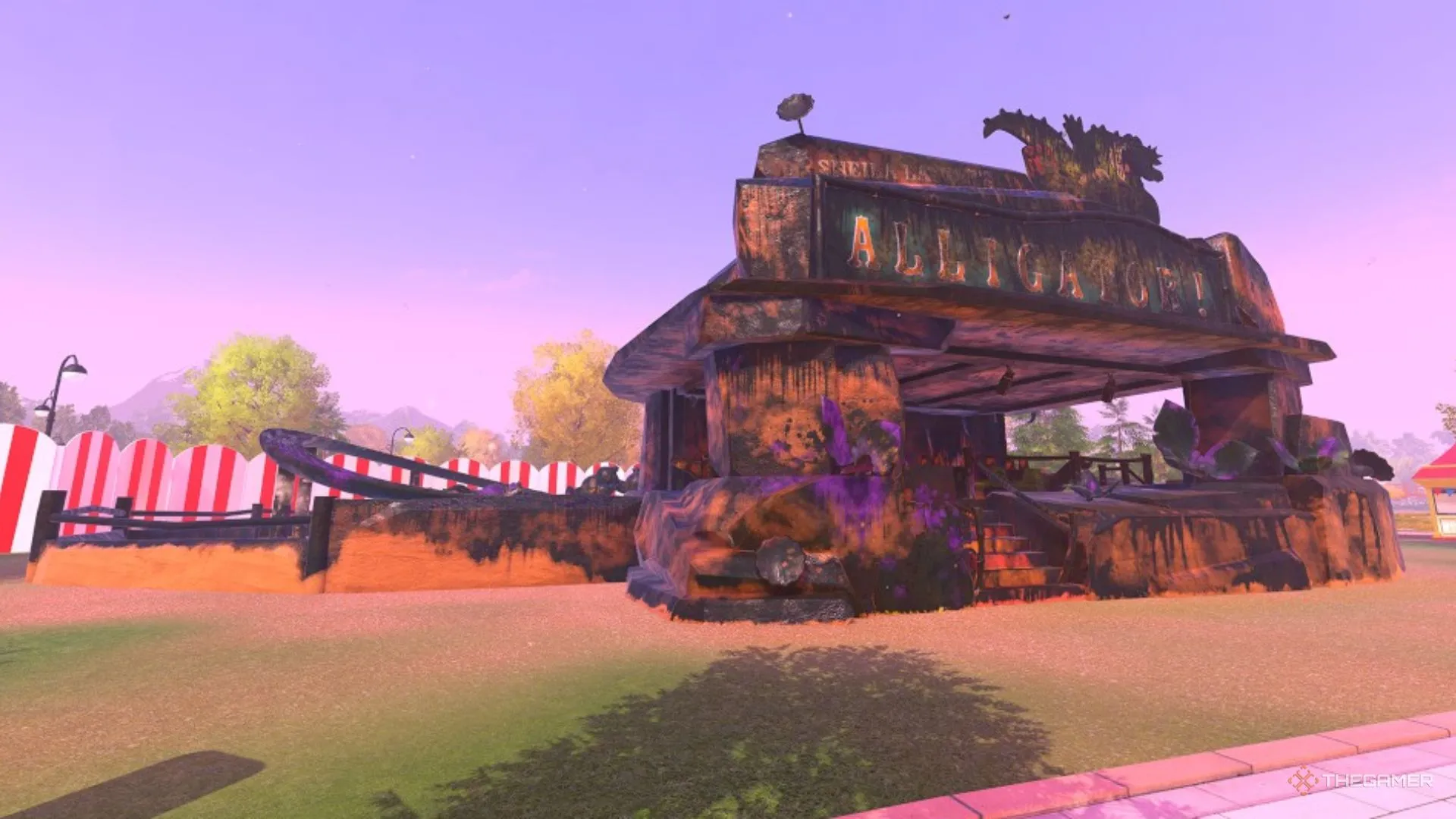 Tàu lộn hình cá sấu phủ đầy bụi bẩn trong PowerWash Simulator 2.