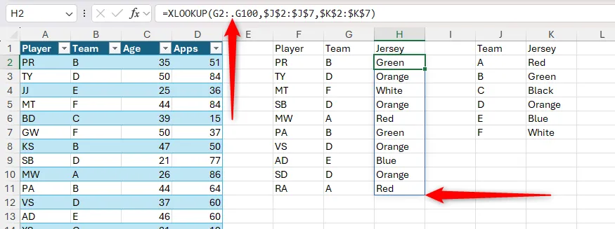 Toán tử trim dot trong XLOOKUP cắt mảng theo phạm vi dữ liệu thực tế