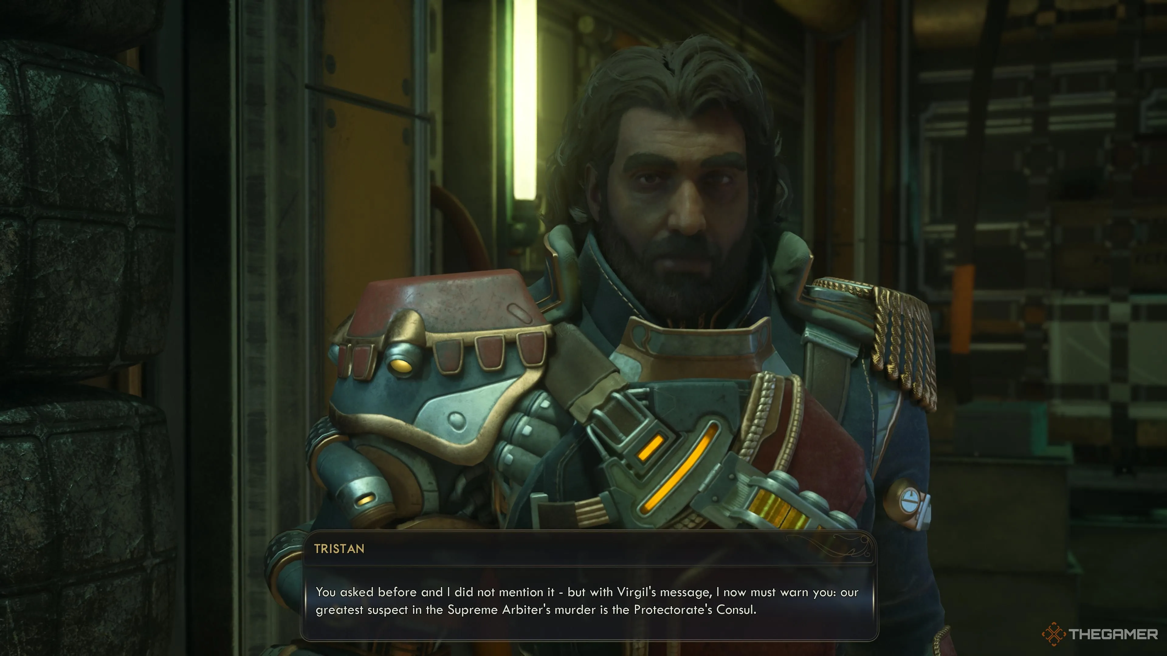 Tristan trò chuyện về Virgil và vụ việc Supreme Arbiter trên boong tàu - The Outer Worlds 2