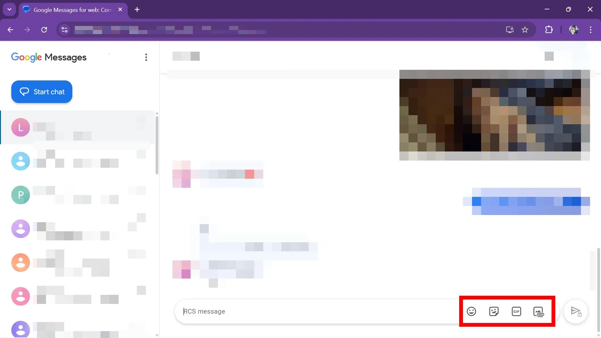 Tùy chọn cuộc trò chuyện trên Google Messages web hiển thị menu tùy chỉnh