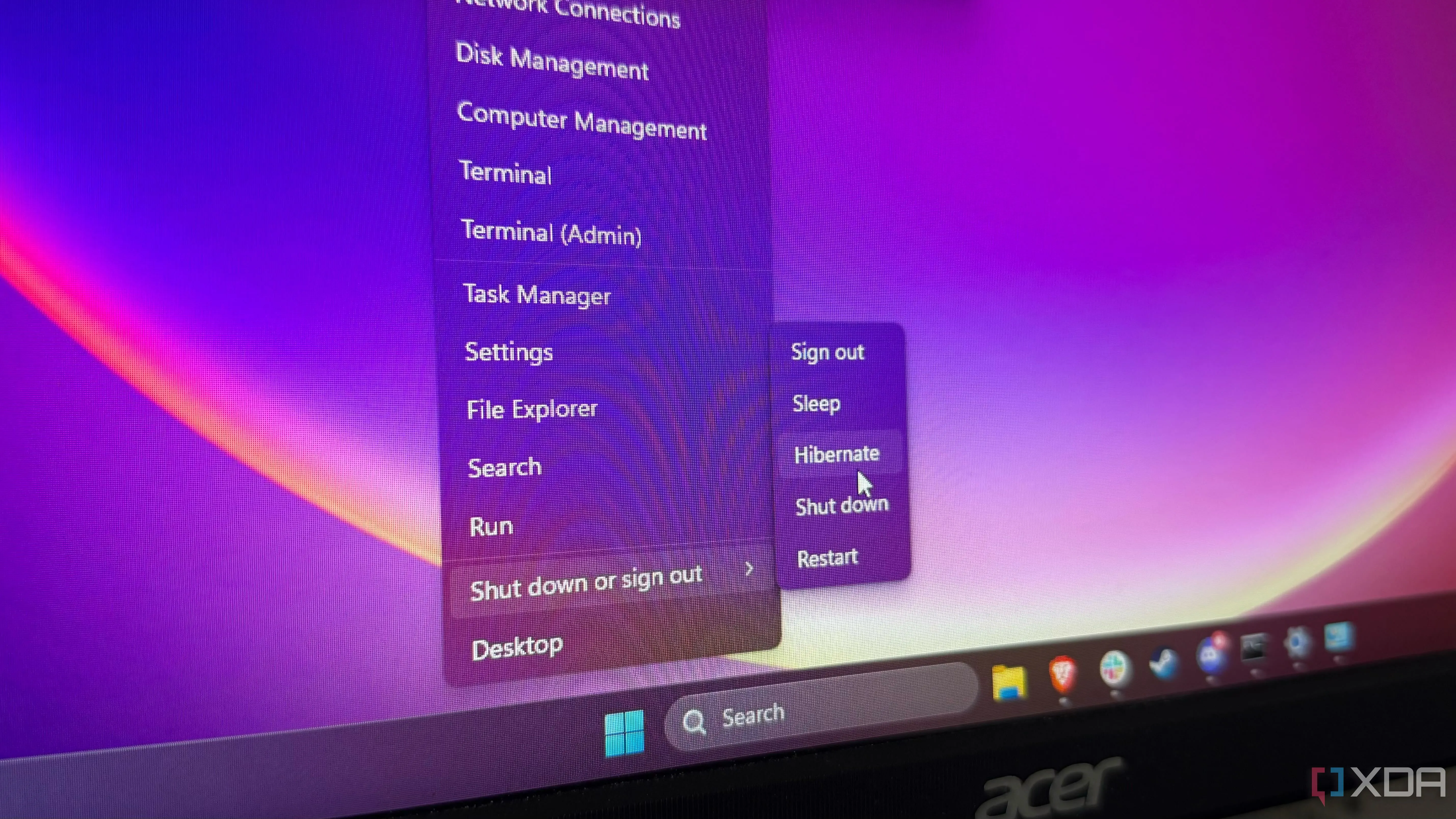 Tùy chọn nguồn trên Windows 11 hiển thị các chế độ ngủ và tắt máy