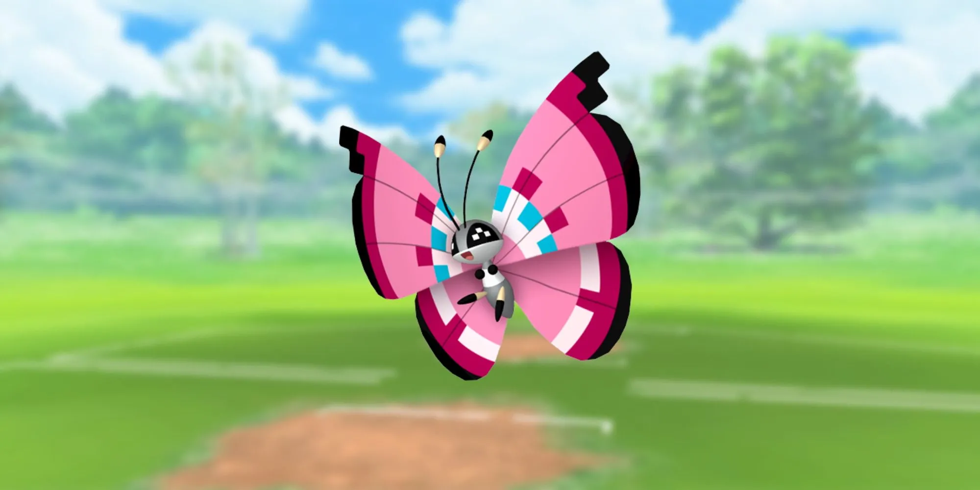 Vivillon với họa tiết cánh đa dạng trên nền trận chiến Pokemon Go