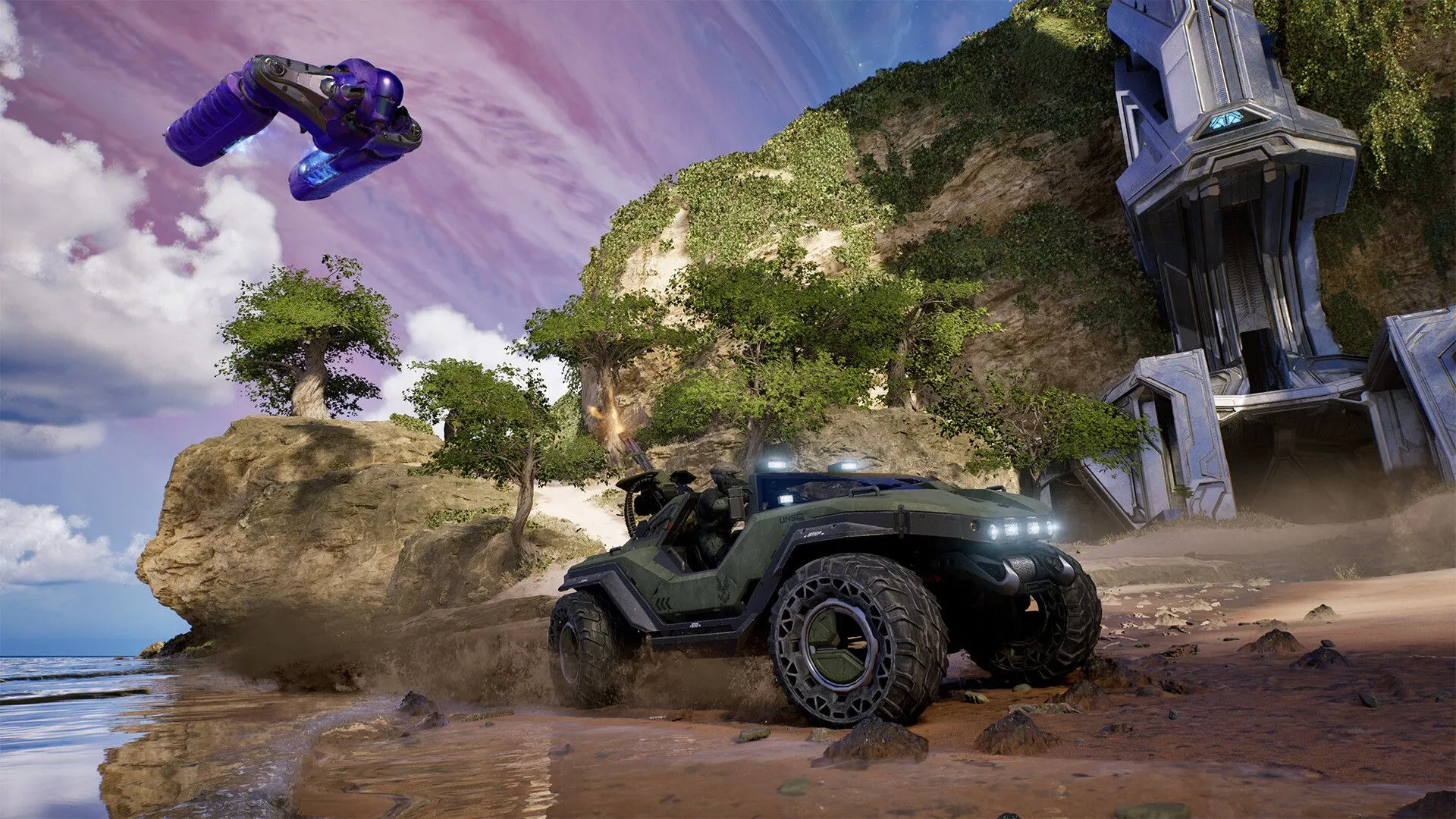 Warthog trên bản đồ Silent Cartographer trong Halo: Campaign Evolved, phương tiện biểu tượng của series Halo