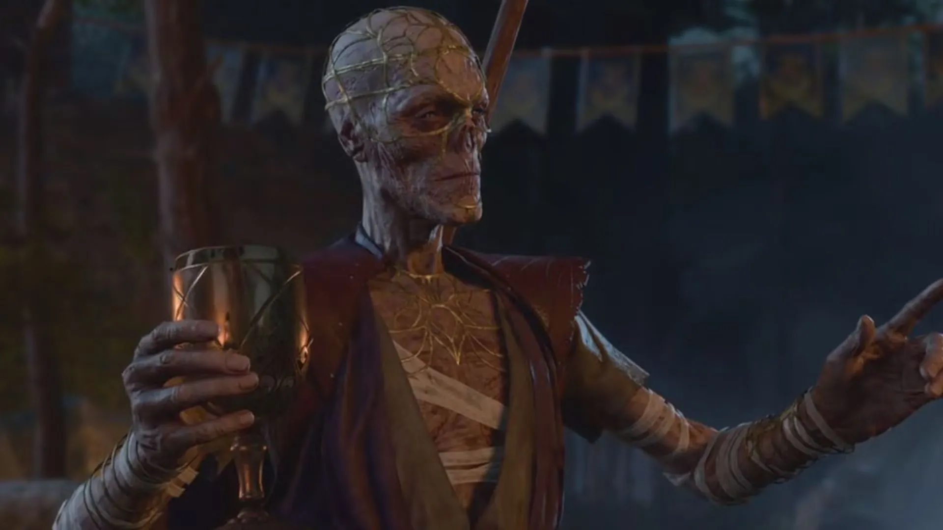 Withers cầm chén trong Baldur's Gate 3