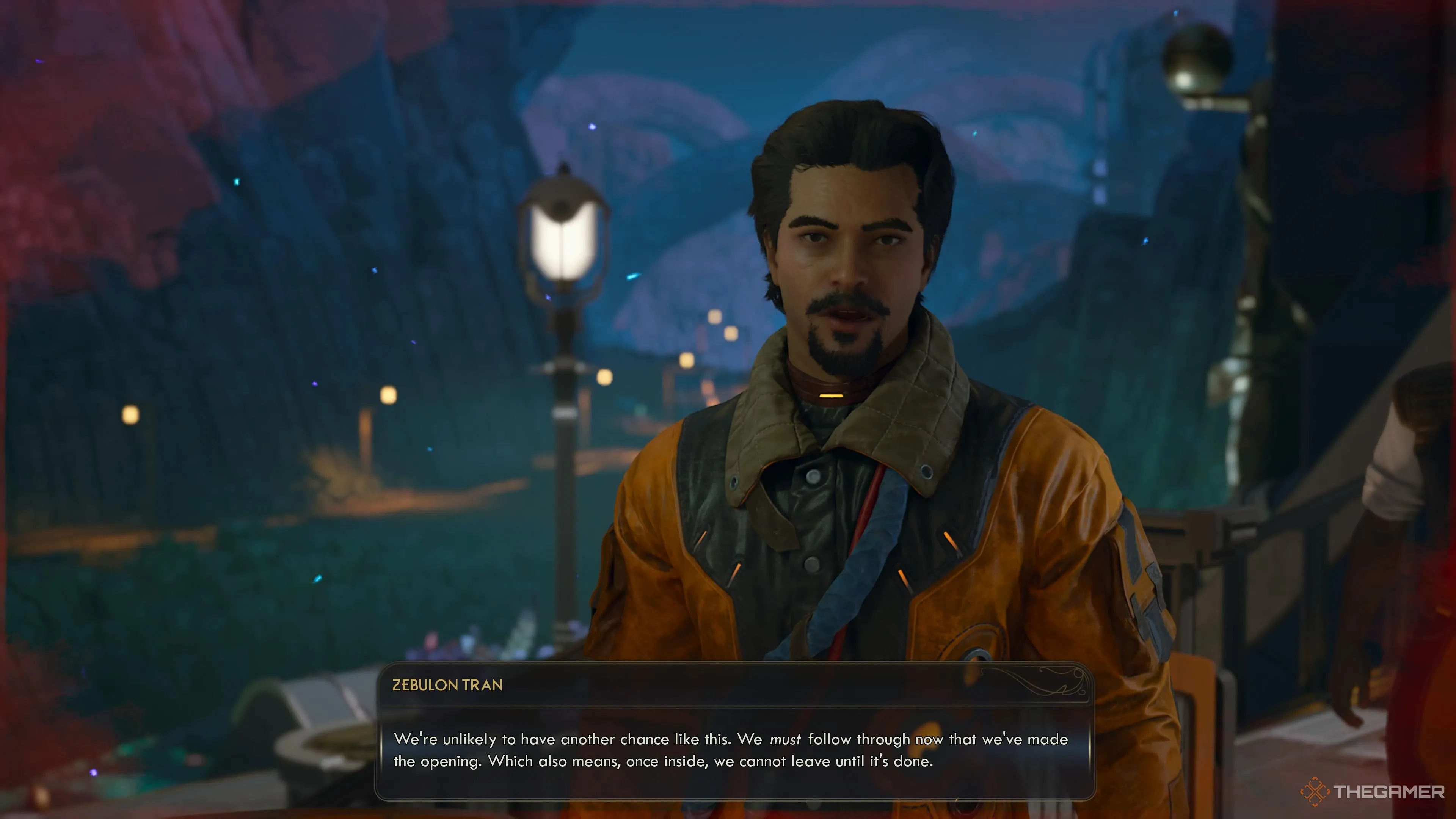 Zeb nhắc rằng không thể rời mộ cho tới khi nhiệm vụ hoàn tất, The Outer Worlds 2